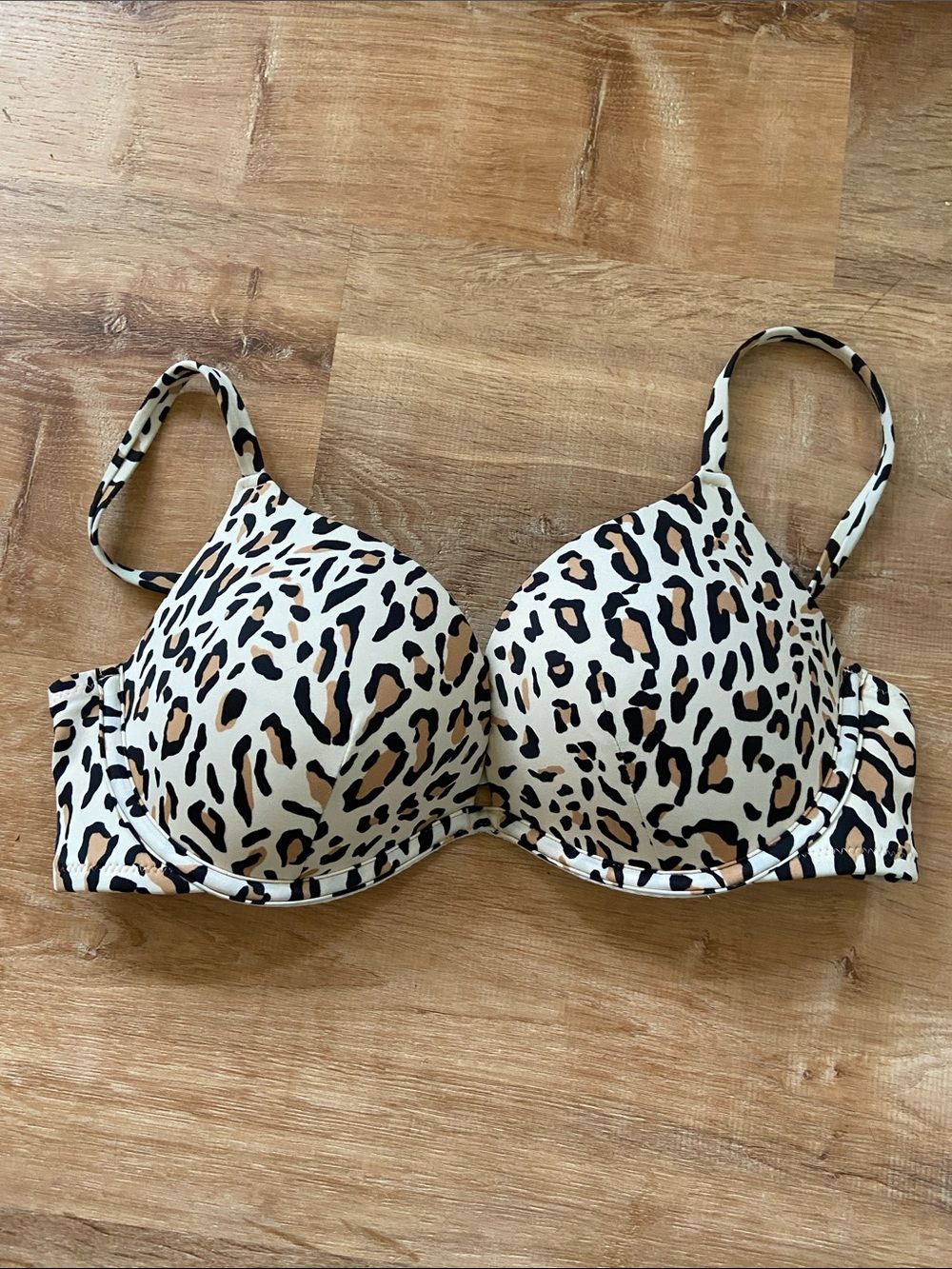 Shade & Shore Leopard Print Bikini Top with Underwire and Padding 36C